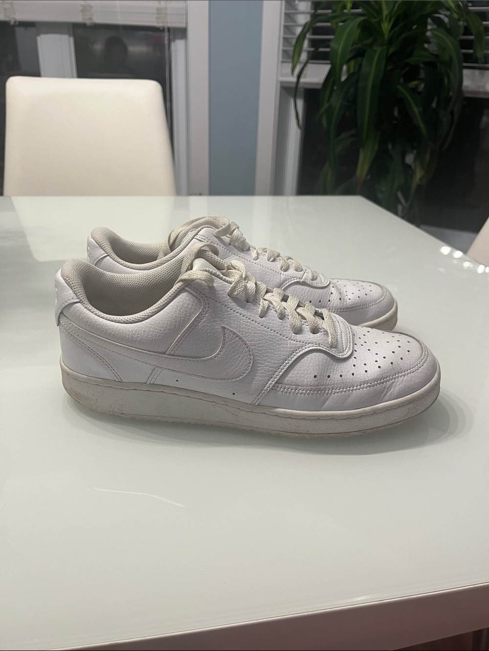 Nike White Leather Low-Top Sneakers for Men